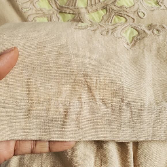 Splash Sleeveless Cotton Linen Blend Floral Embroidered Beige Sundress 10 - Picture 8 of 8